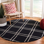 Safavieh Dhurries 638 Rug, DHU638 - Black / Ivory