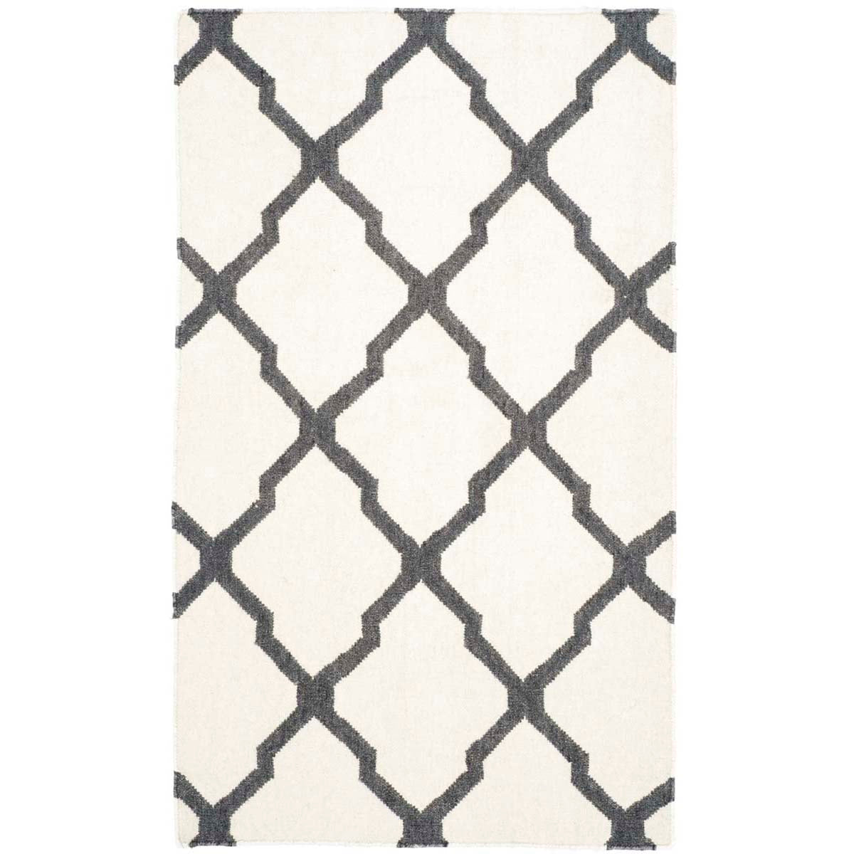 Safavieh Dhurries 645 Rug, DHU645 - Ivory / Charcoal