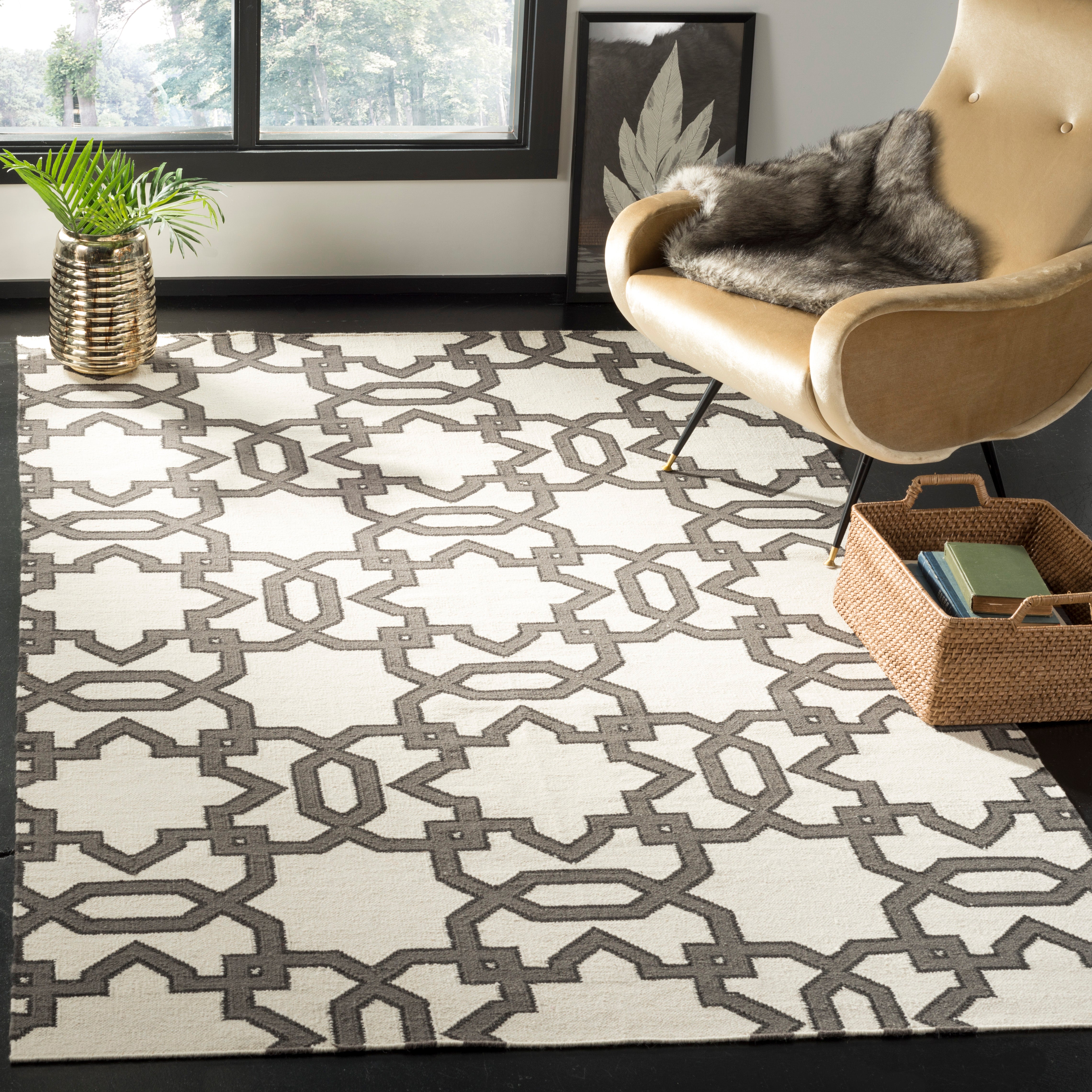 Safavieh Dhurries 751 Rug, DHU751 - Ivory / Grey