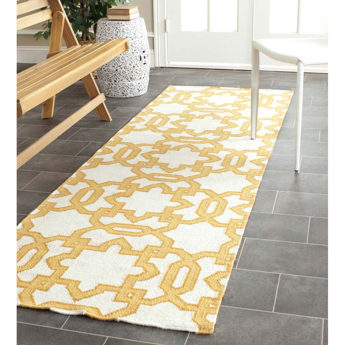 Safavieh Dhurries 751 Rug, DHU751 - Ivory / Yellow