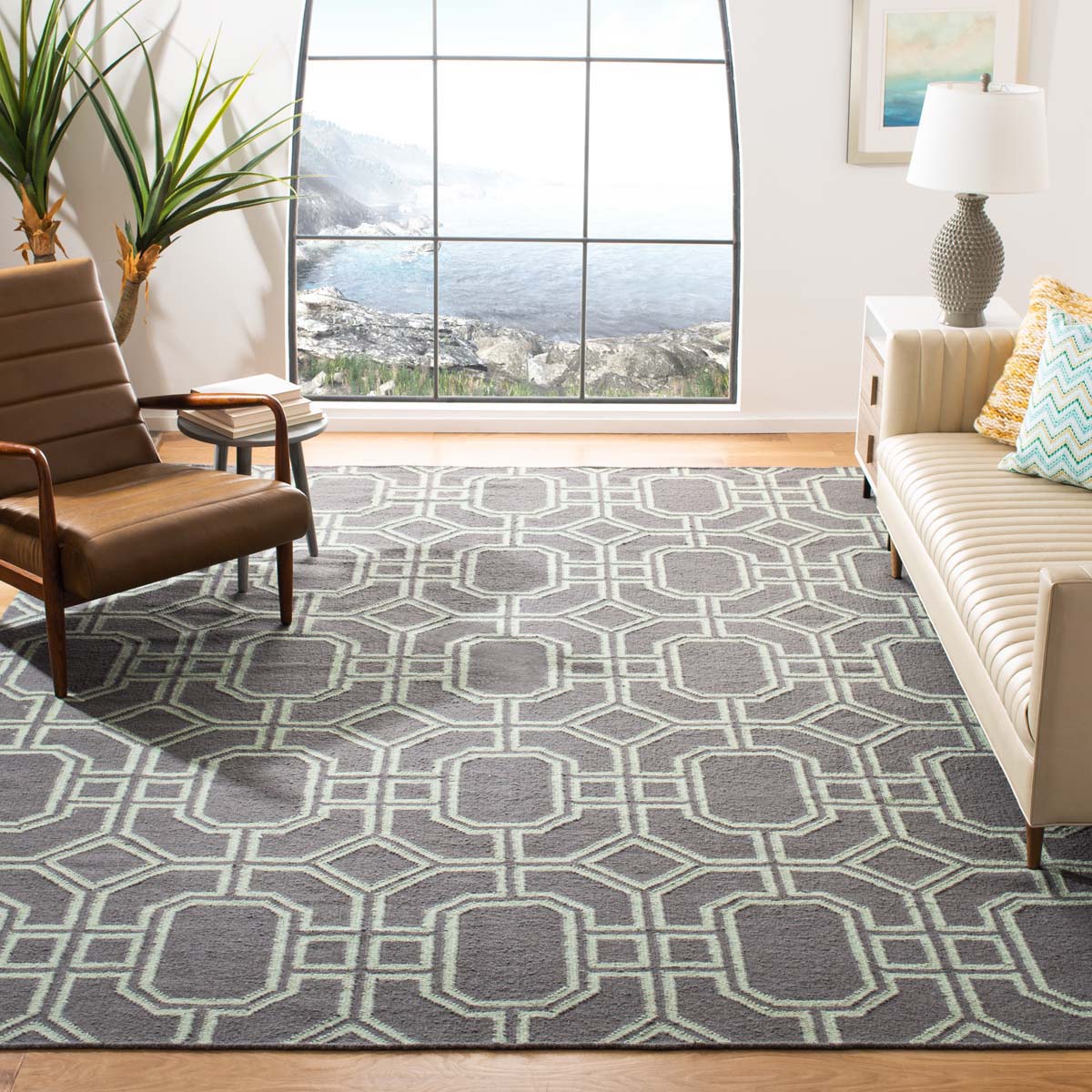 Safavieh Dhurries 860 Rug, DHU860 - Grey / Light Blue