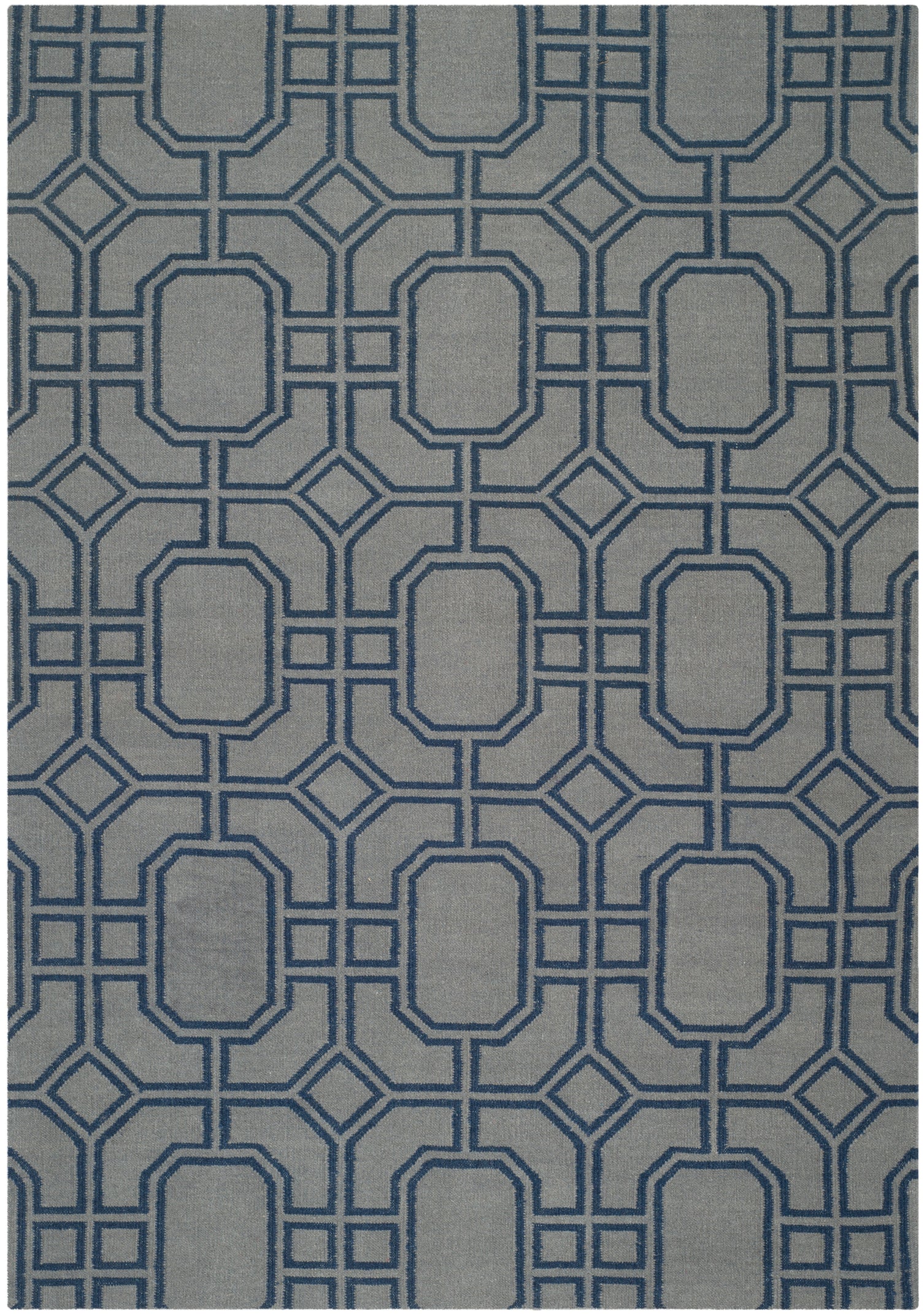 Safavieh Dhurries 860 Rug, DHU860 - Grey / Dark Blue