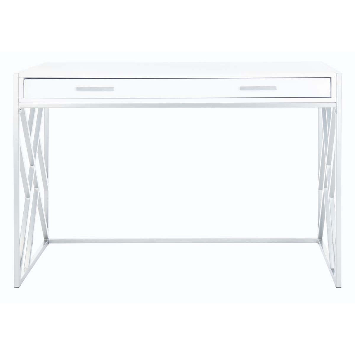 Safavieh Elaine 1 Drawer Desk , DSK2201 - White/Silver