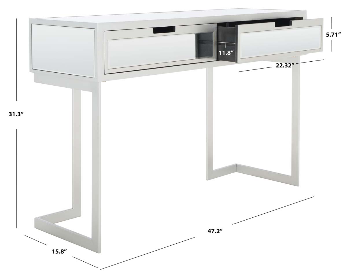 Safavieh Enzo 2 Drawer Mirrored Desk , DSK9700 - Silver / Mirror