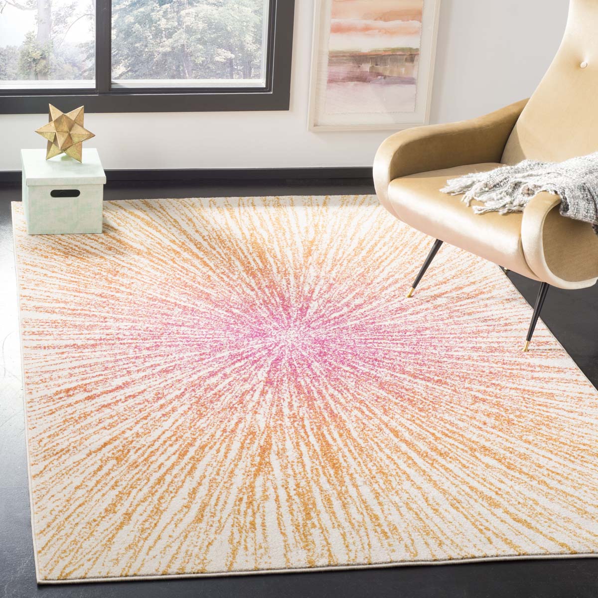 Safavieh Evoke 228 Rug, White, EVK228 - Fuchsia / Cream