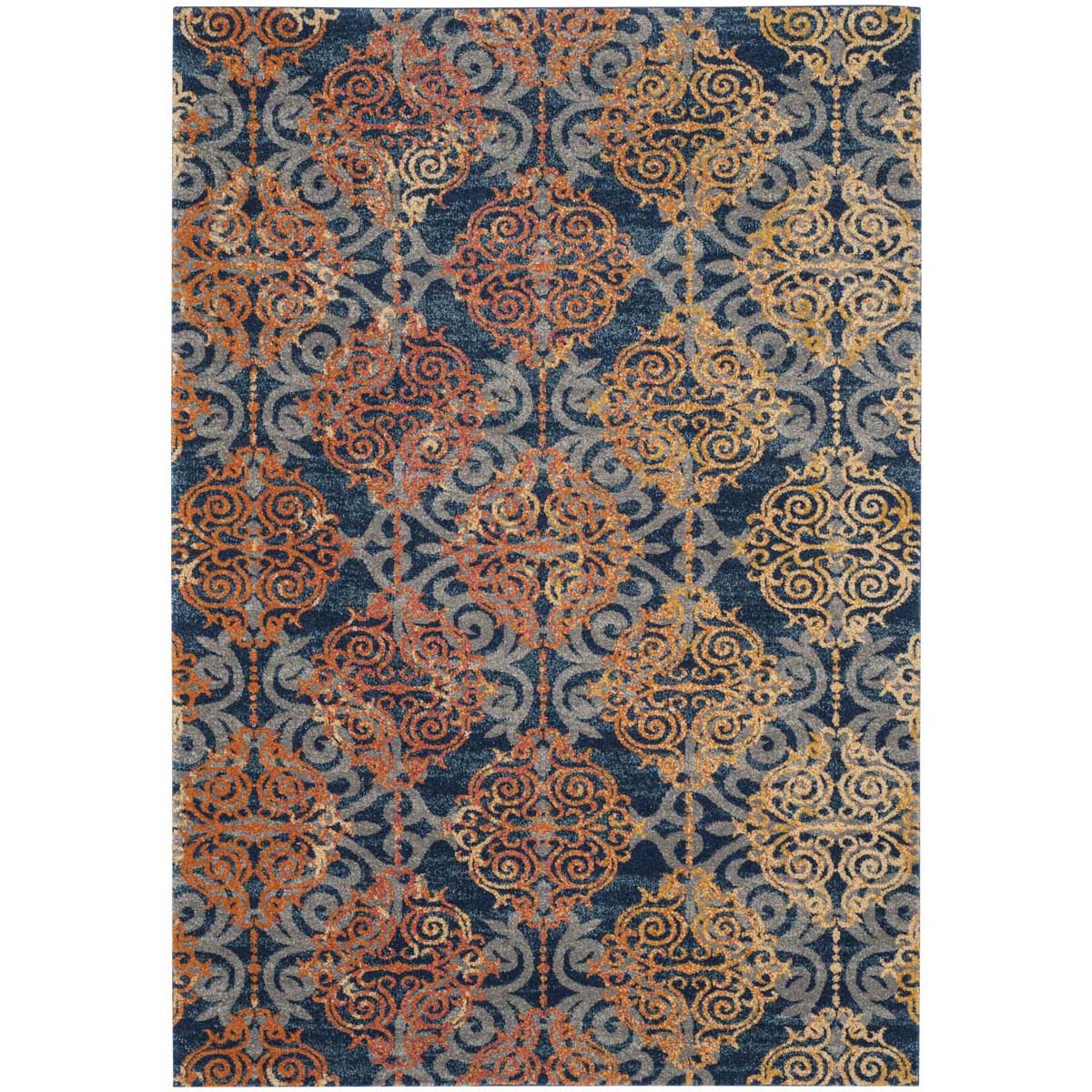 Safavieh Evoke 230 Rug, EVK230 - BLUE / ORANGE