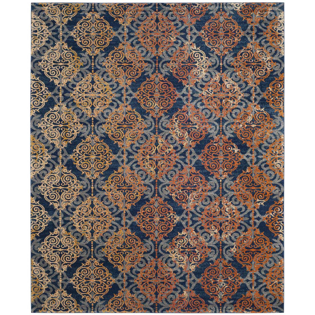 Safavieh Evoke 230 Rug, EVK230 - BLUE / ORANGE