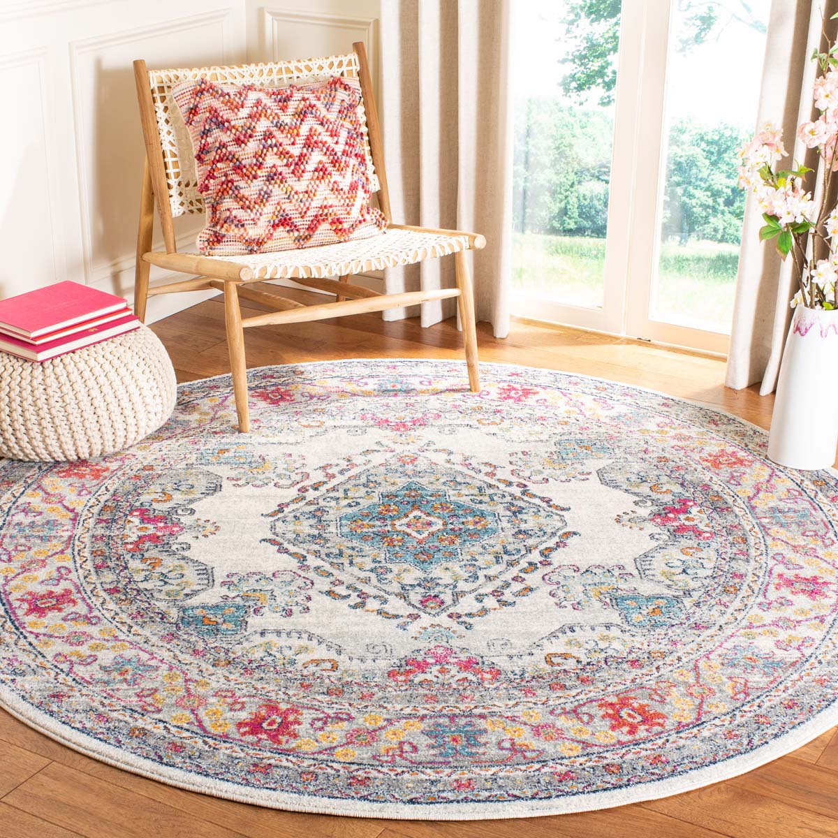 Safavieh Evoke 250 Rug, EVK250 - CREAM / FUCHSIA