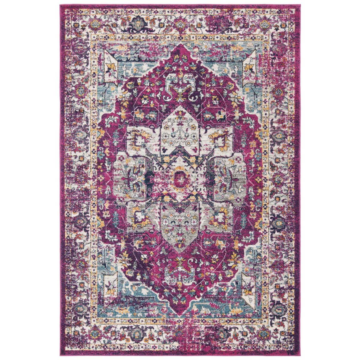 Safavieh Evoke 275 Rug, Fuchsia, EVK275 - Fuchsia / Ivory