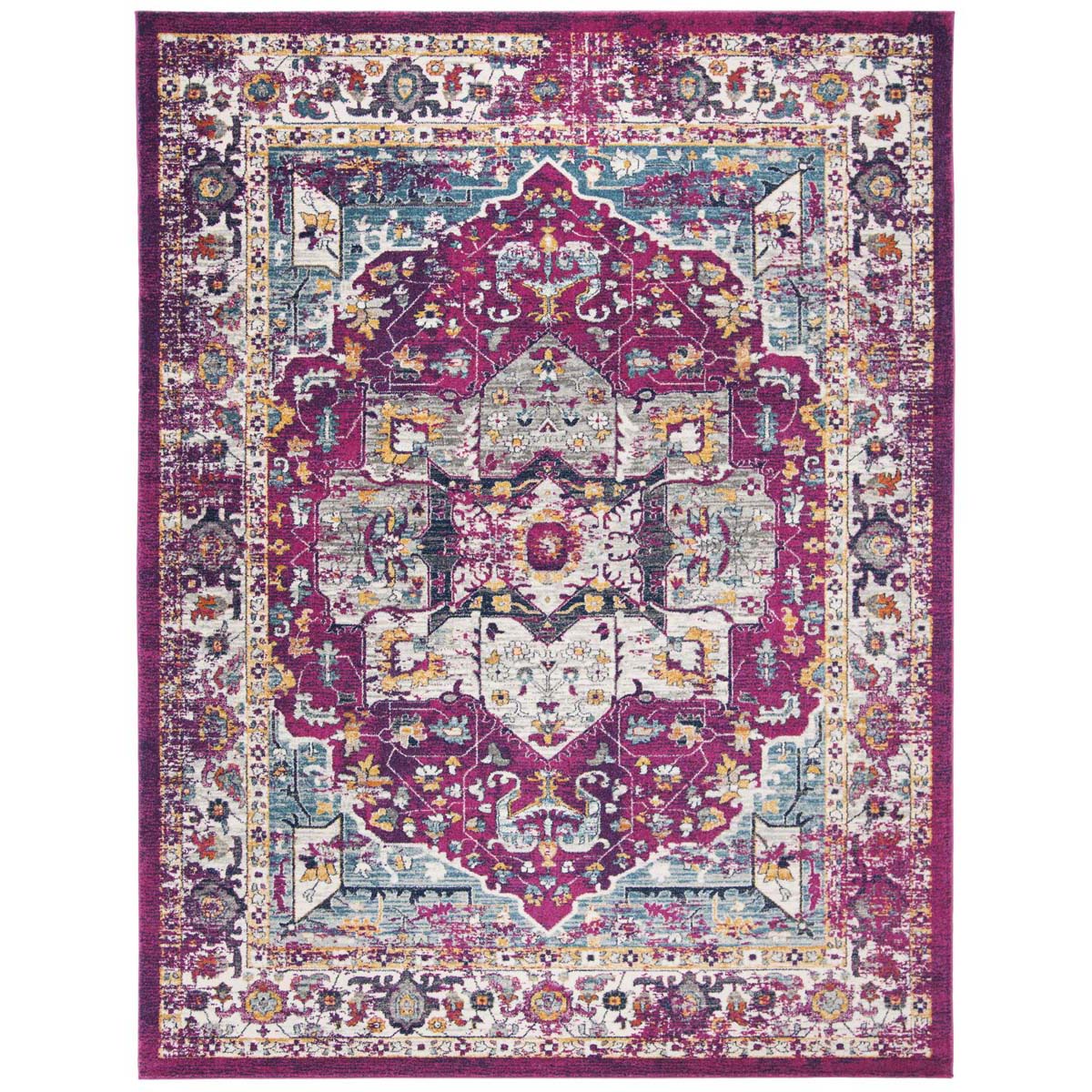 Safavieh Evoke 275 Rug, Fuchsia, EVK275 - Fuchsia / Ivory