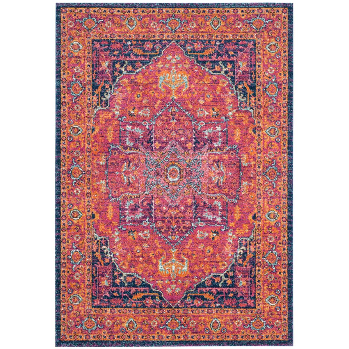 Safavieh Evoke 275 Rug, Fuchsia, EVK275 - Fuchsia / Orange