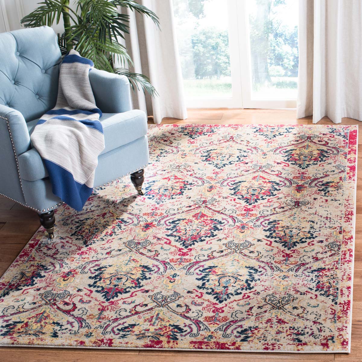 Safavieh Evoke 519 Rug, EVK519 - IVORY / FUCHSIA