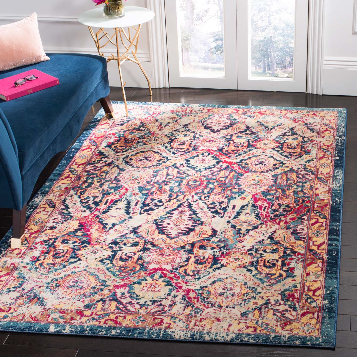 Safavieh Evoke 523 Rug, EVK523 - BLUE / FUCHSIA