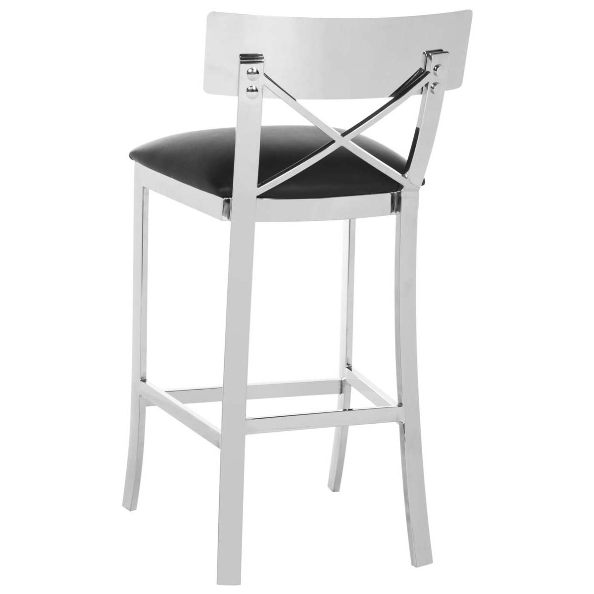 Safavieh Zoey 35''H Stainless Steel Cross Back Counter Stool , FOX2035 - Chrome/Black Pu