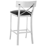 Safavieh Zoey 35''H Stainless Steel Cross Back Counter Stool , FOX2035 - Chrome/Black Pu