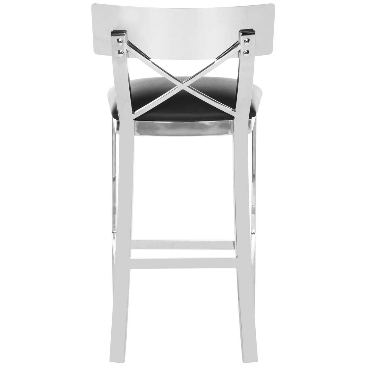 Safavieh Zoey 35''H Stainless Steel Cross Back Counter Stool , FOX2035 - Chrome/Black Pu