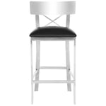 Safavieh Zoey 35''H Stainless Steel Cross Back Counter Stool , FOX2035 - Chrome/Black Pu