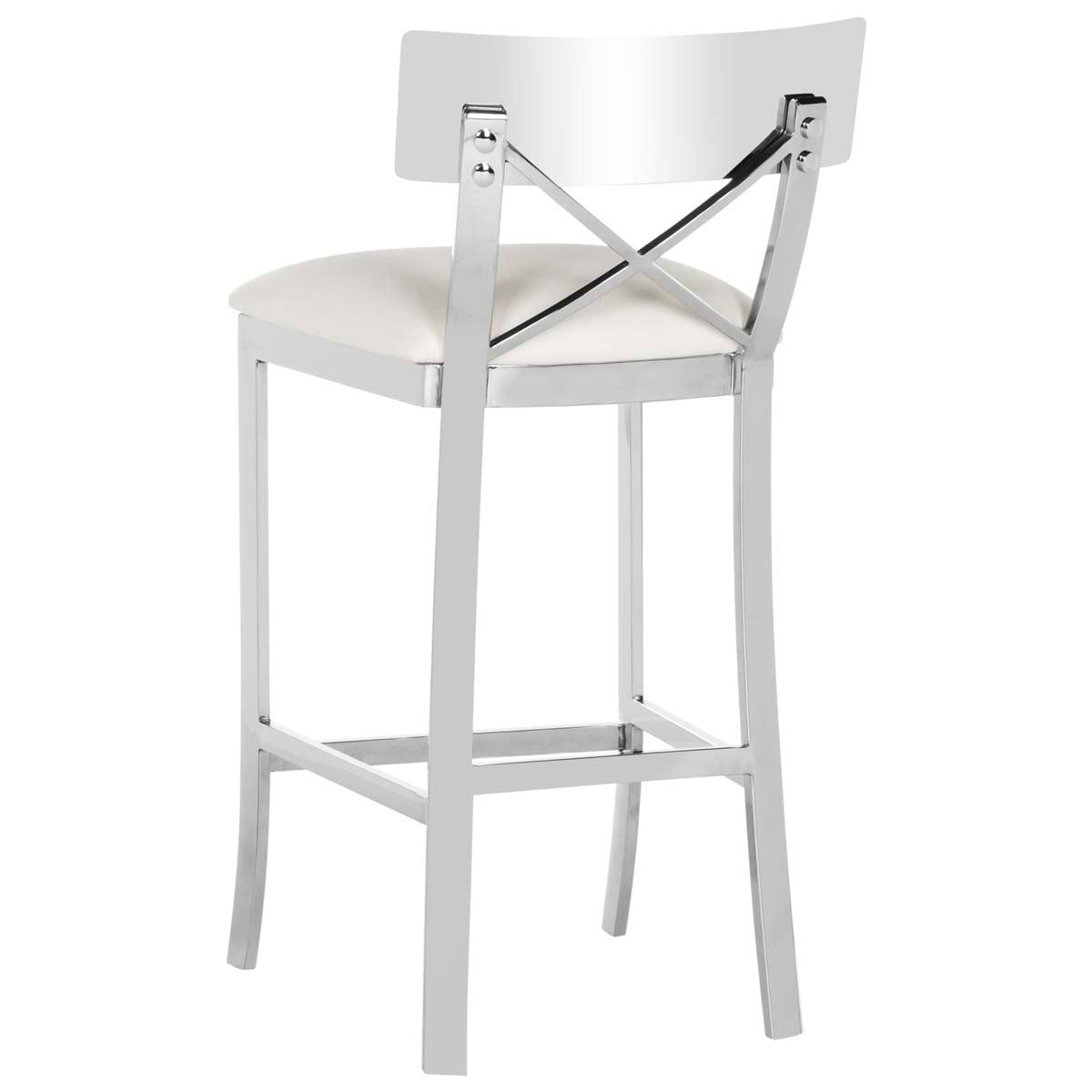 Safavieh Zoey 35''H Stainless Steel Cross Back Counter Stool , FOX2035 - Chrome/White Pu