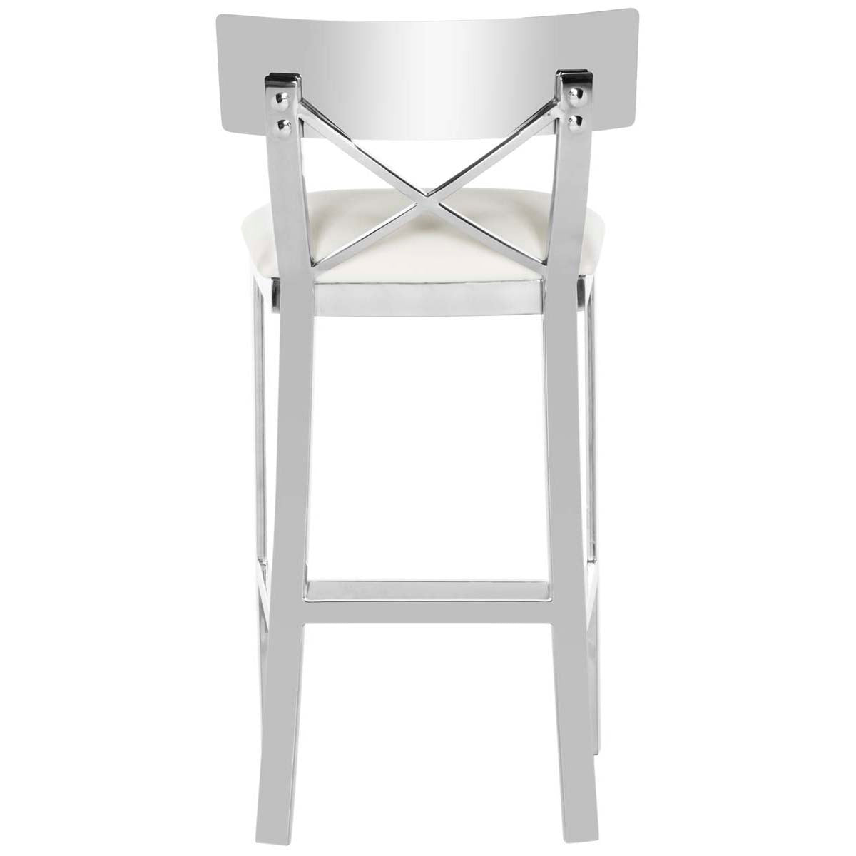 Safavieh Zoey 35''H Stainless Steel Cross Back Counter Stool , FOX2035 - Chrome/White Pu