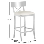 Safavieh Zoey 35''H Stainless Steel Cross Back Counter Stool , FOX2035 - Chrome/White Pu