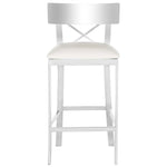 Safavieh Zoey 35''H Stainless Steel Cross Back Counter Stool , FOX2035 - Chrome/White Pu