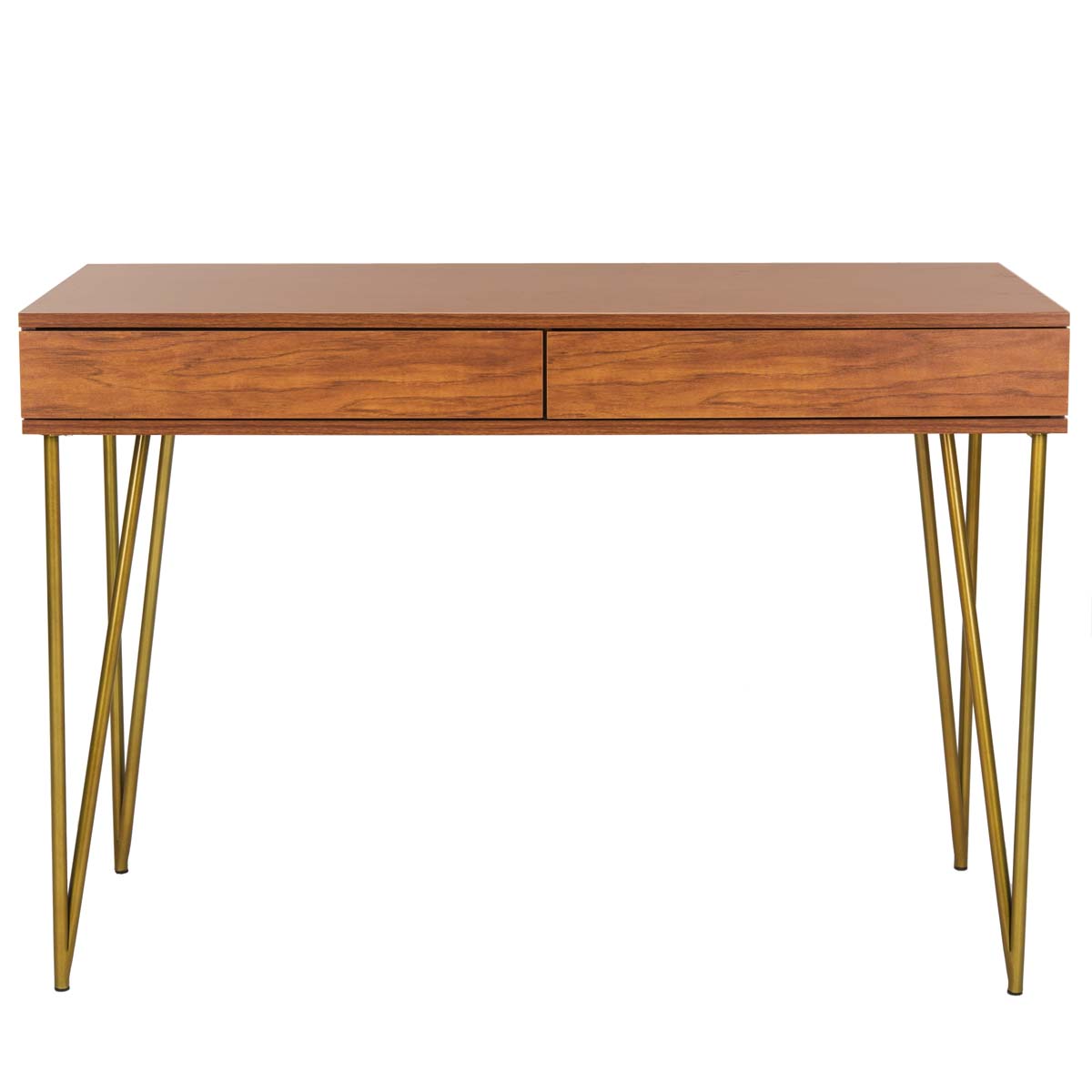 Safavieh Pine Two Drawer Desk , FOX2238 - Natural/Gold