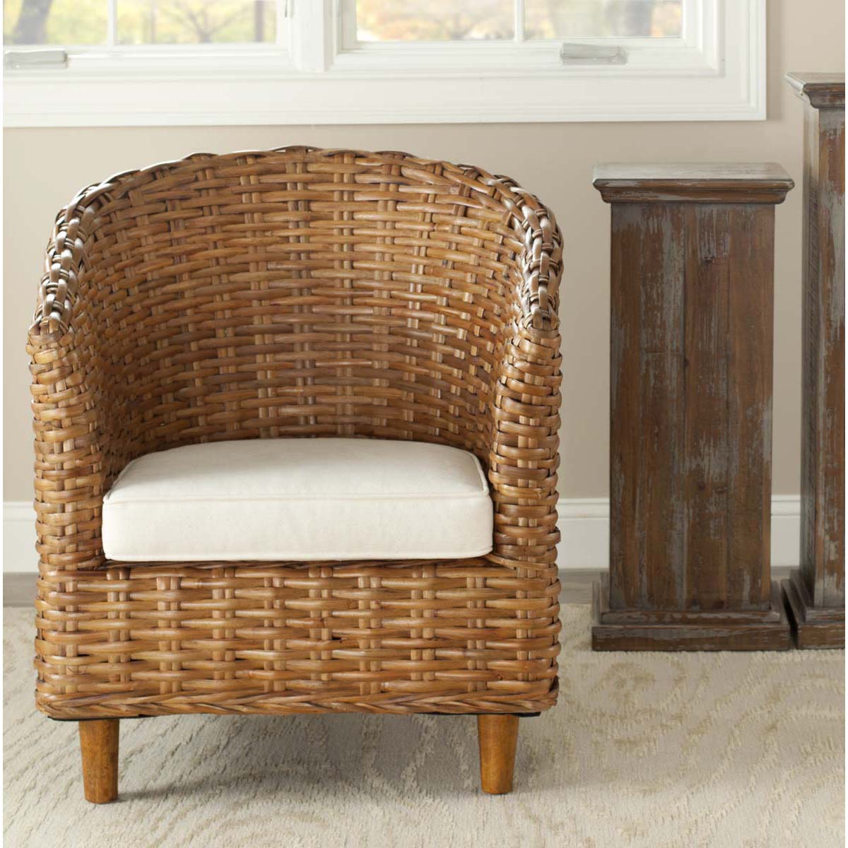 Safavieh Omni Rattan Barrel Chair , FOX6501 - Honey 