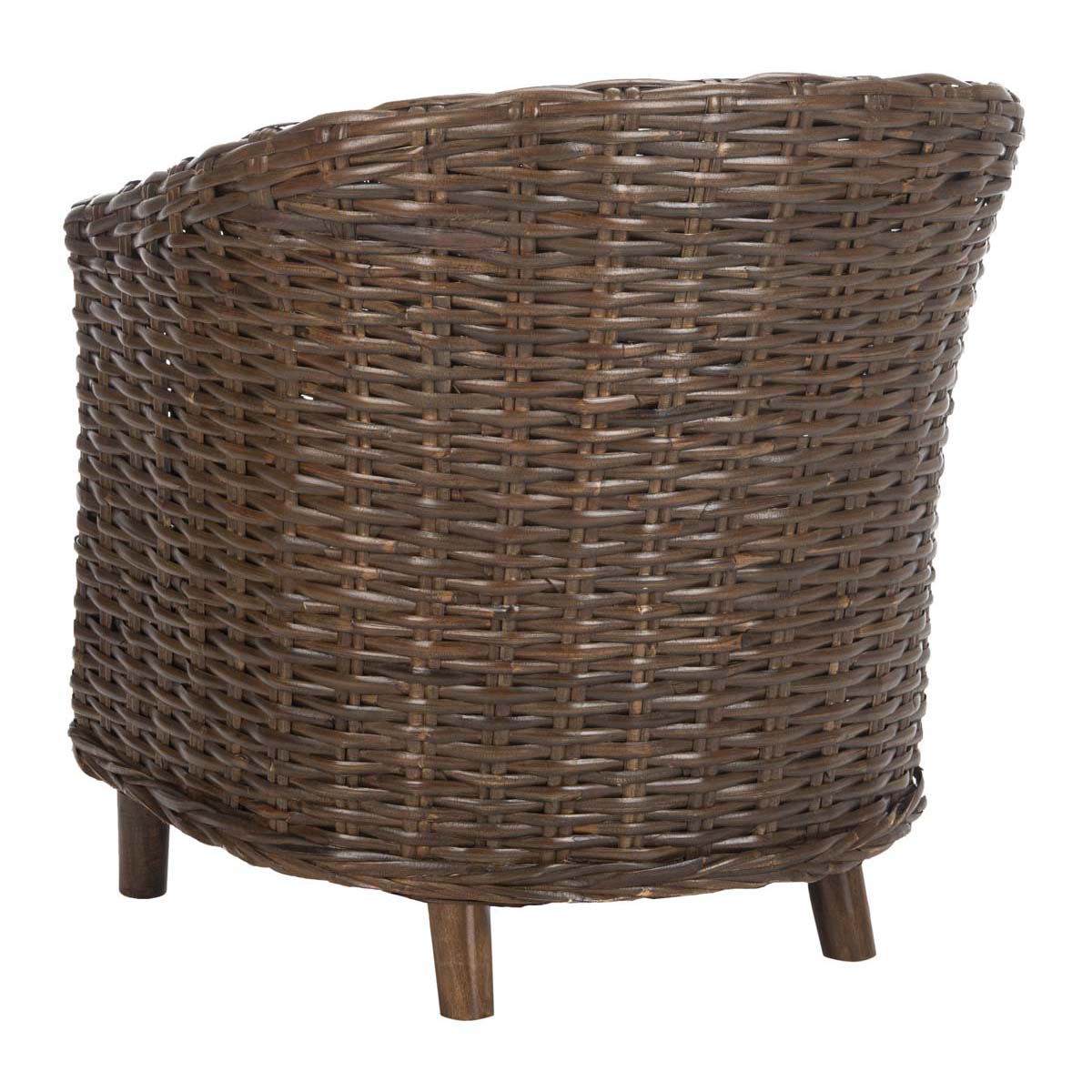 Safavieh Omni Rattan Barrel Chair , FOX6501 - Brown/Black&White Cushion 