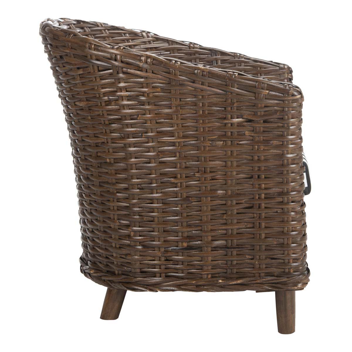 Safavieh Omni Rattan Barrel Chair , FOX6501 - Brown/Black&White Cushion 