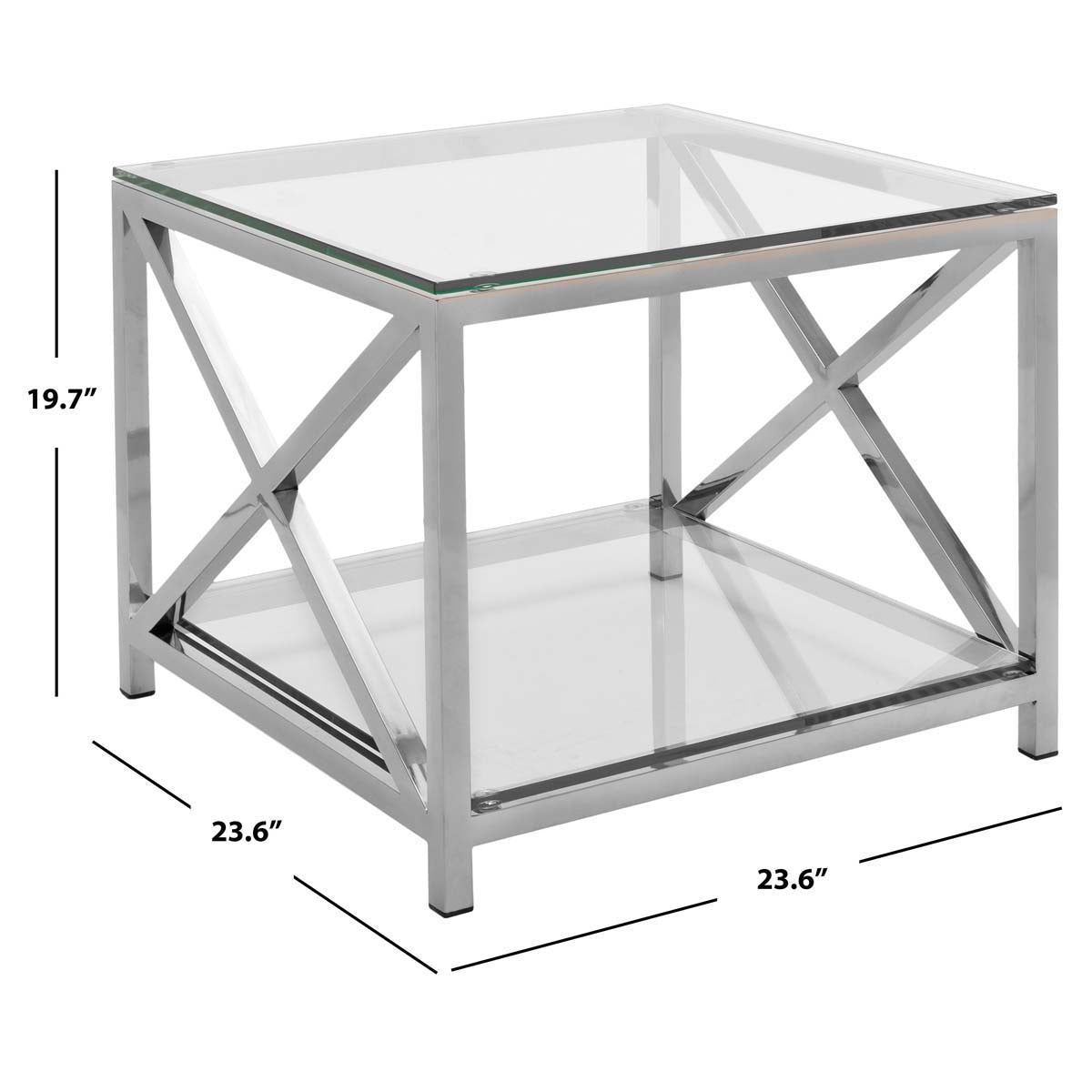 Safavieh Couture Hayward Chrome End Table With Glass Top - Chrome