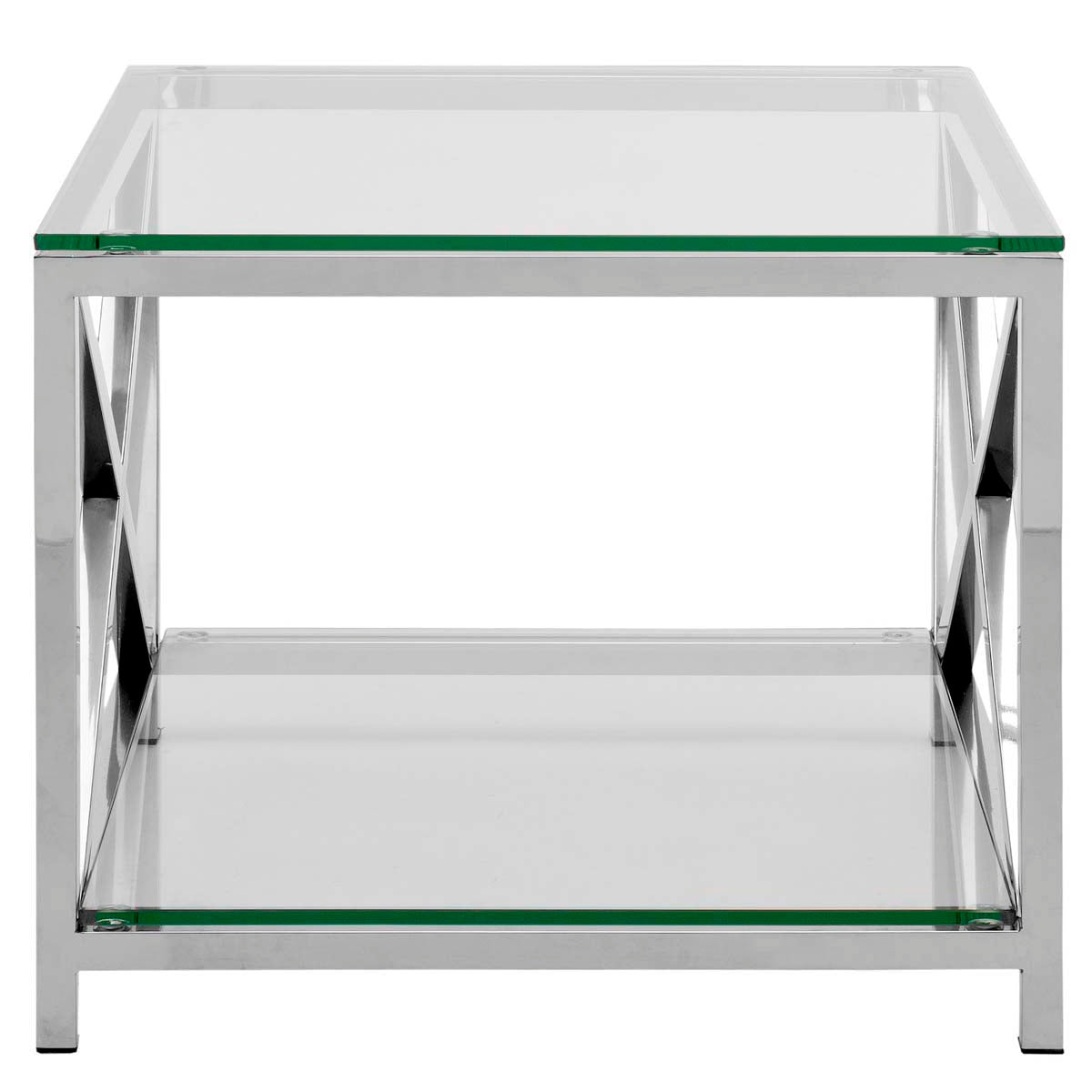 Safavieh Couture Hayward Chrome End Table With Glass Top - Chrome