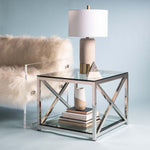 Safavieh Couture Hayward Chrome End Table With Glass Top - Chrome