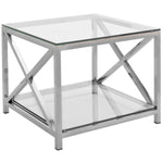 Safavieh Couture Hayward Chrome End Table With Glass Top - Chrome