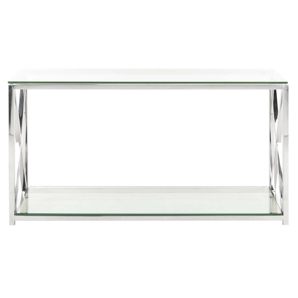 Safavieh Couture Hayward Chrome Console With Glass Top - Chrome