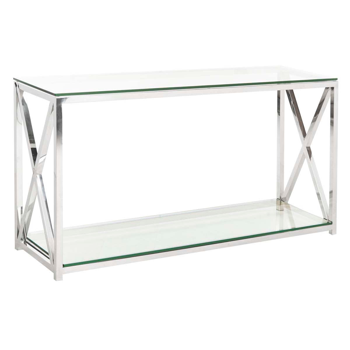 Safavieh Couture Hayward Chrome Console With Glass Top - Chrome