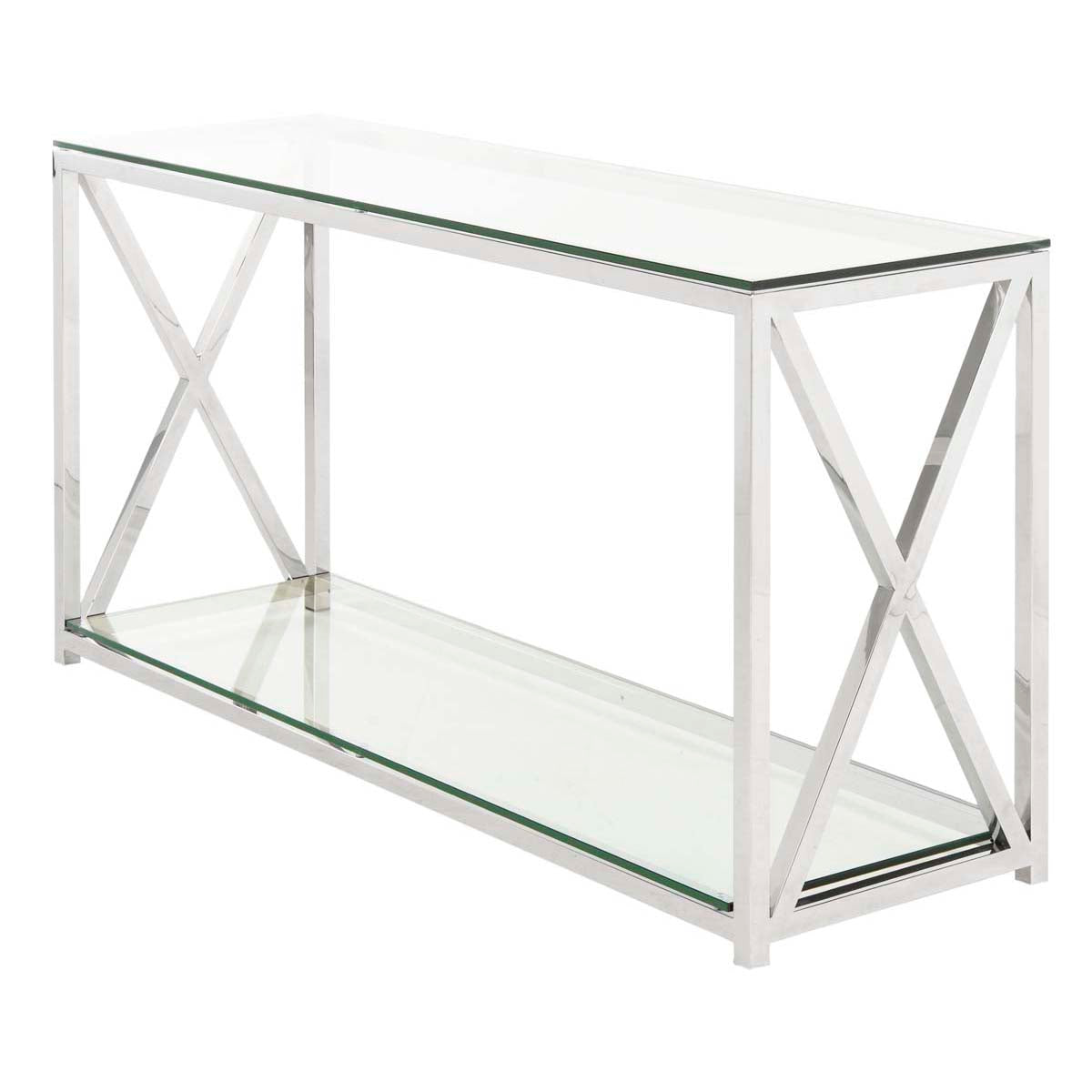 Safavieh Couture Hayward Chrome Console With Glass Top - Chrome