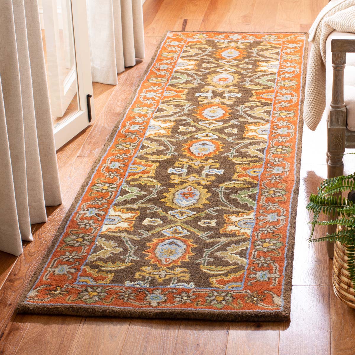 Safavieh Heritage 34B Rug, HG734B - Chocolate / Tangerine