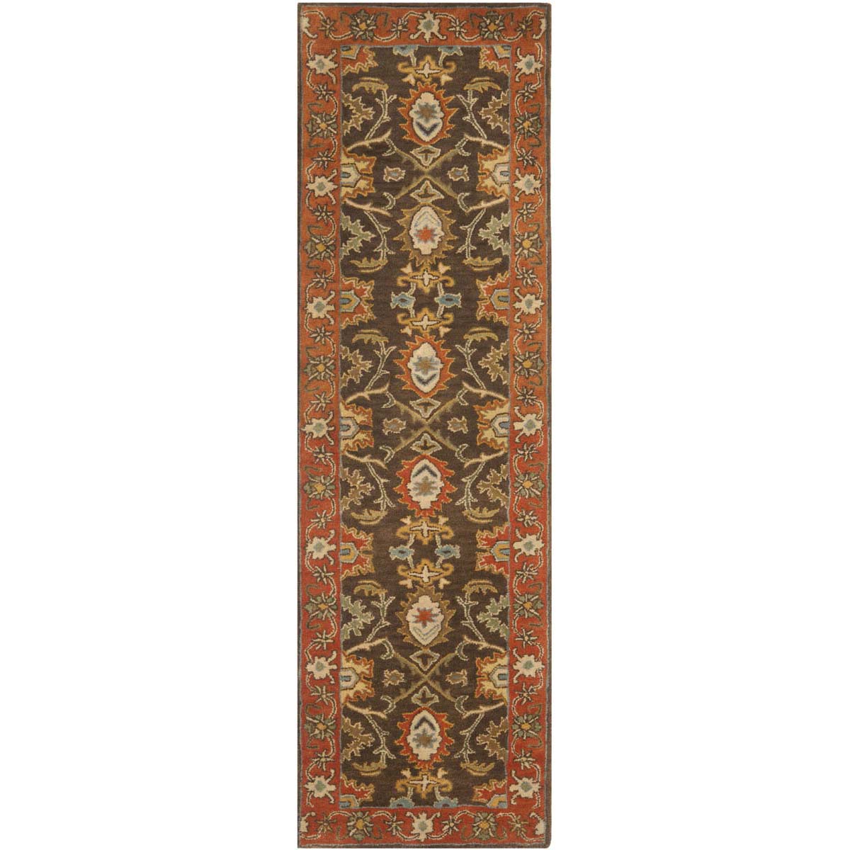 Safavieh Heritage 34B Rug, HG734B - Chocolate / Tangerine