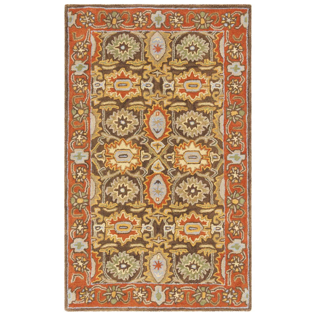 Safavieh Heritage 34B Rug, HG734B - Chocolate / Tangerine