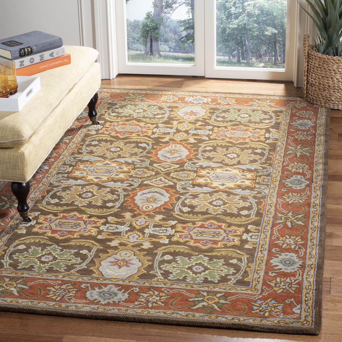 Safavieh Heritage 34B Rug, HG734B - Chocolate / Tangerine