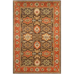 Safavieh Heritage 34B Rug, HG734B - Chocolate / Tangerine