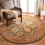 Safavieh Heritage 34B Rug, HG734B - Chocolate / Tangerine