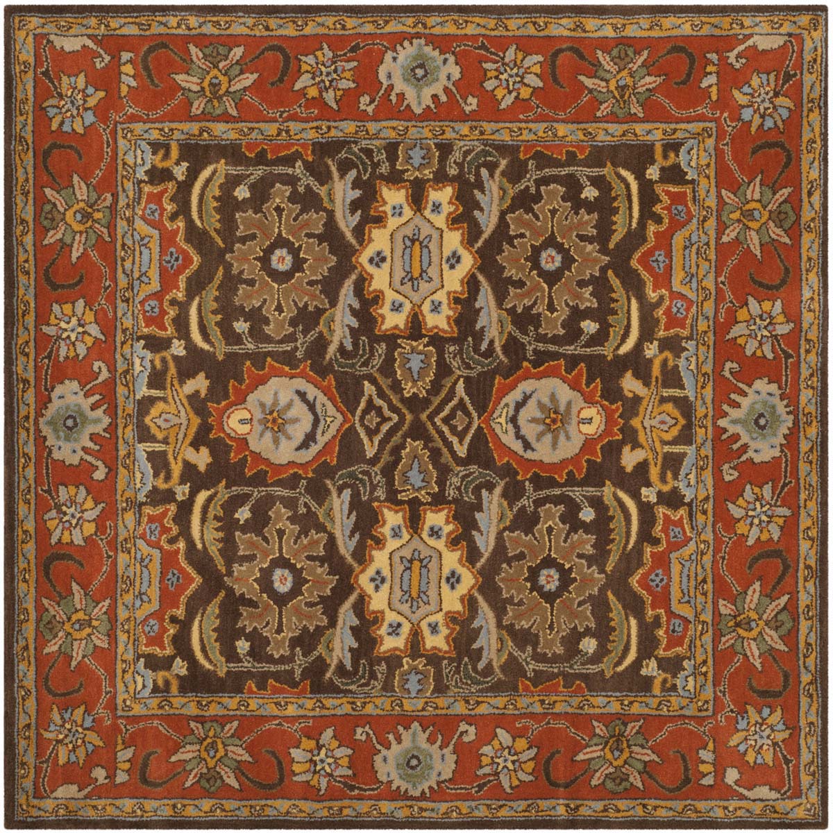 Safavieh Heritage 34B Rug, HG734B - Chocolate / Tangerine