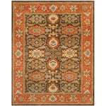 Safavieh Heritage 34B Rug, HG734B - Chocolate / Tangerine