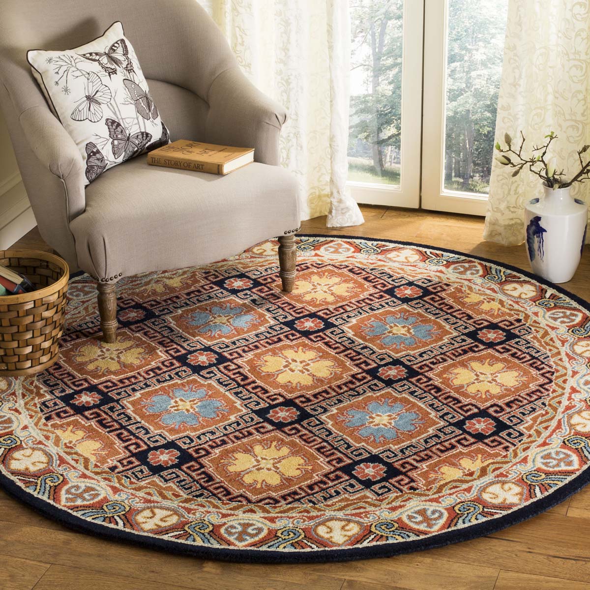 Safavieh Heritage 42N Rug, HG742N - Navy / Orange