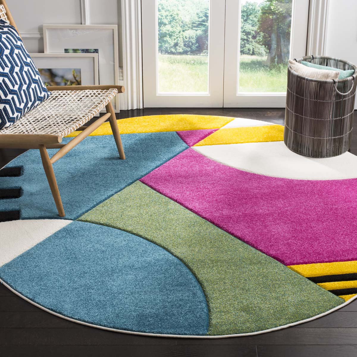 Safavieh Hollywood 706 Rug, HLW706 - Peacock Blue / Fuchsia