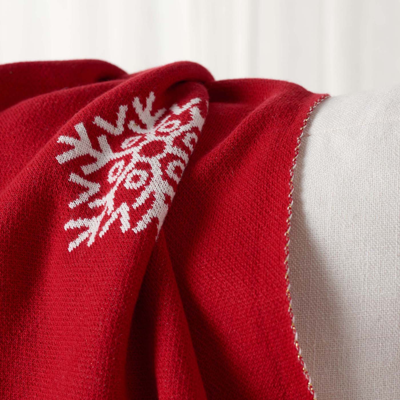 Safavieh Frosty Wish Throw Blanket , HOL2011 - Red / White