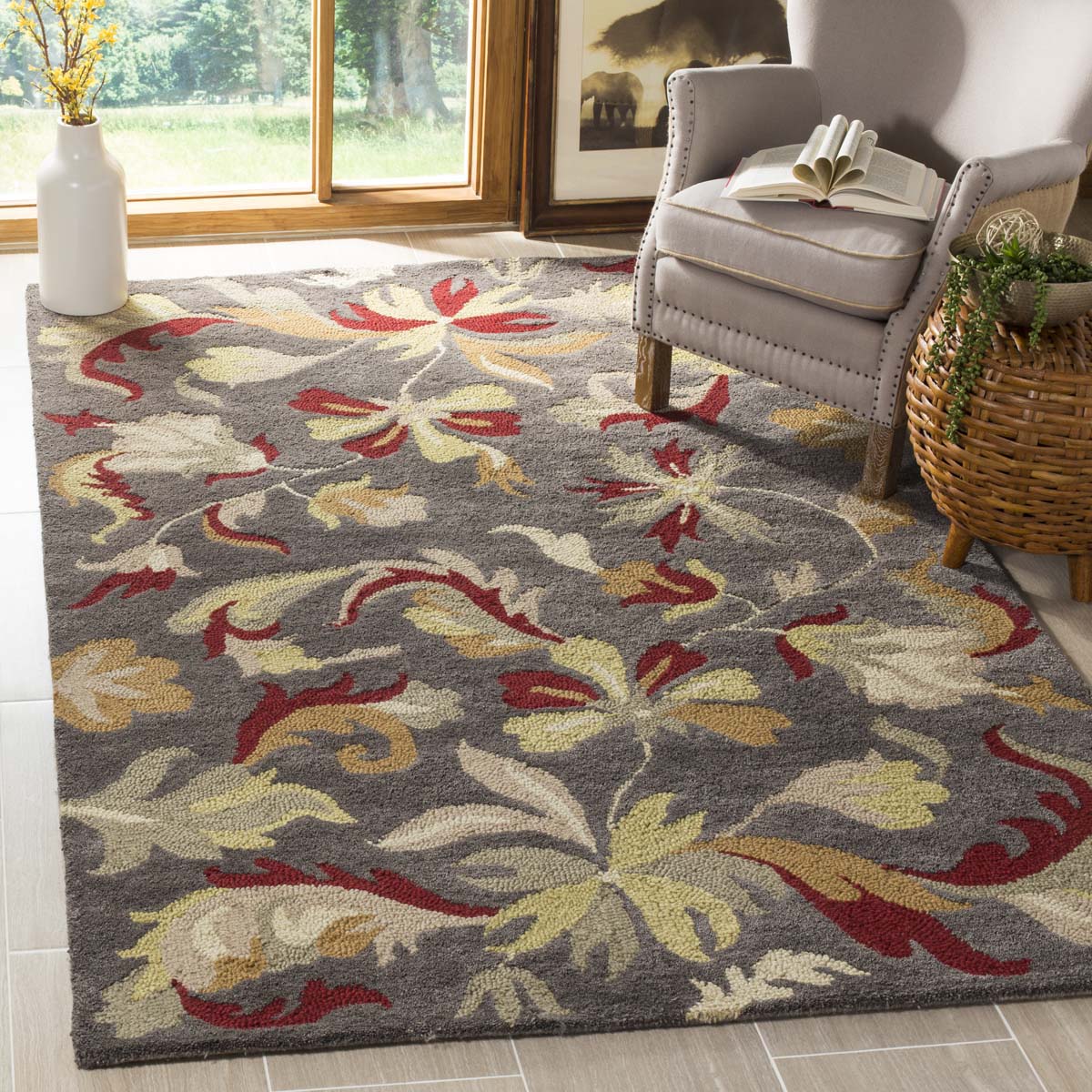 Safavieh Jardin 459 Rug, JAR459 - Dark Grey / Multi