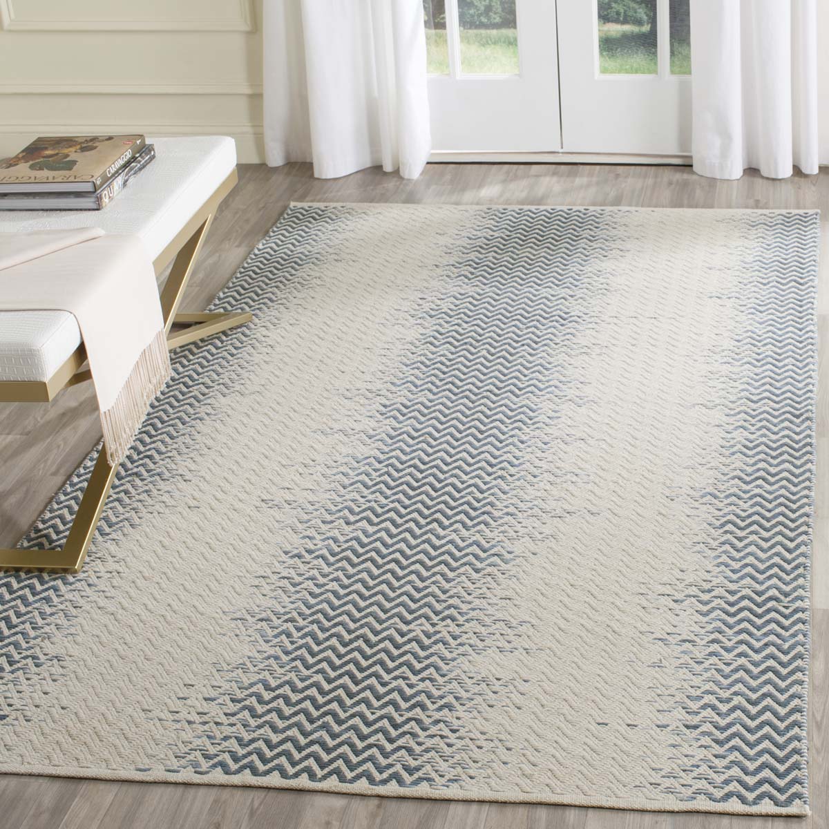 Safavieh Cotton Kilim 121 Rug, KLC121 - Blue / Ivory