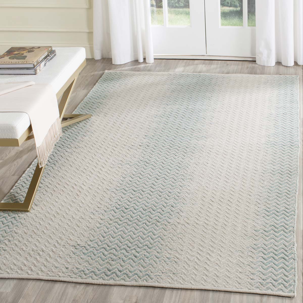 Safavieh Cotton Kilim 121 Rug, KLC121 - Light Green / Ivory